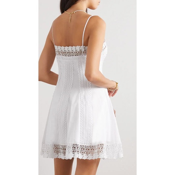 Charo Ruiz Short Dress Ornella White Lace Trim Mini Slip Dress Womens Large NEW - Picture 2 of 9